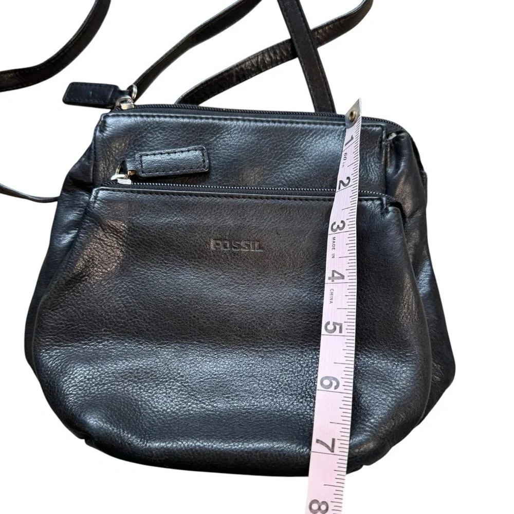 Fossil Black Leather Mini Small Crossbody Bag Organizer Vintage L14